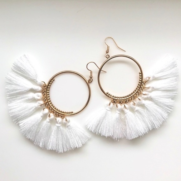 “Arriba!” Tassel Fringe Statement Hoop Earrings - Picture 7 of 14